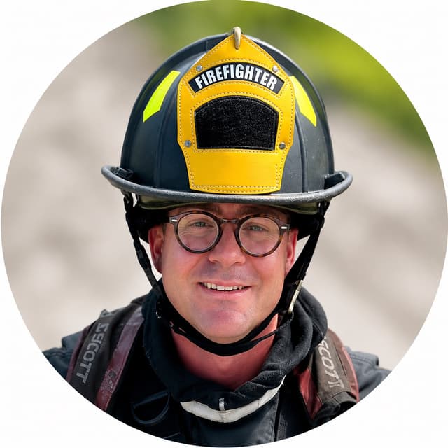 Paul Govoni, in firefighter turnout gear